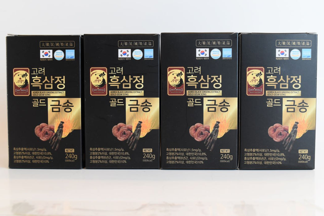 Korean 6-Year Black Ginseng Reishi Mushroom Cordyceps Extract Gold Geum Song 960g - Cao Hắc Sâm Linh Chi Đông Trùng (Set 4 hủ)
