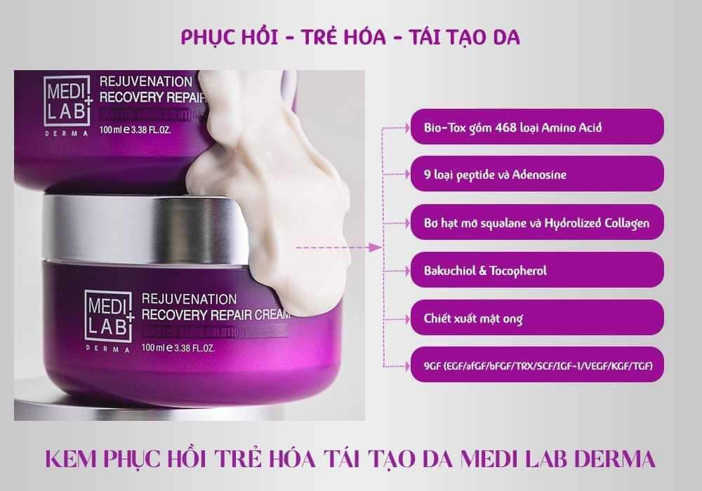 Medilab+ Derma Rejunevation Recovery Repair Cream - Kem Phục Hồi Trẻ Hoá Tái Tạo Da Biotox Tím Medilab+ Derma