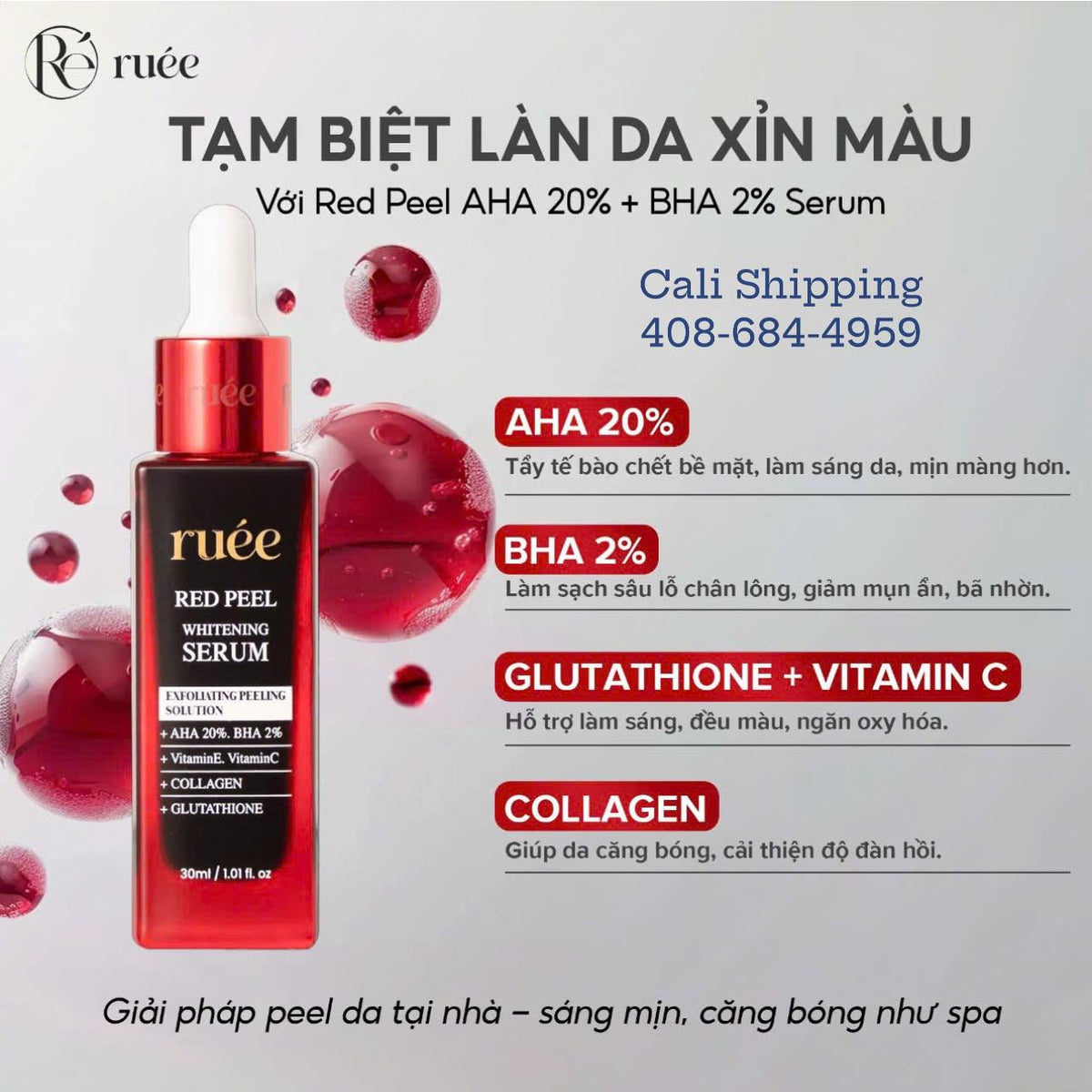 Ruee Red Peel Whitening Serum - Serum Lột Trắng Sáng Da Ruee — CaliShipping
