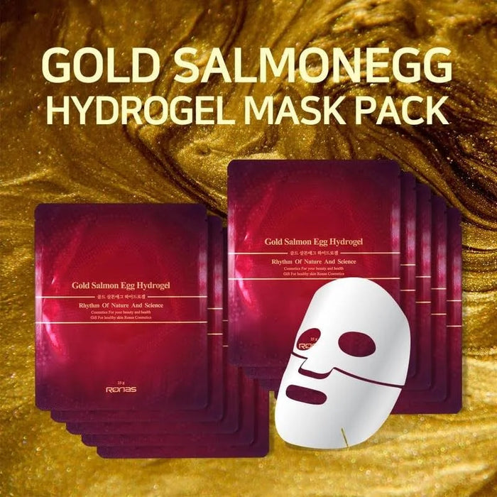 Gold Salmon Egg Hydrogel Mask 10ea Premium Esthetic - Mặt Nạ Vàng Trứng Cá Hồi