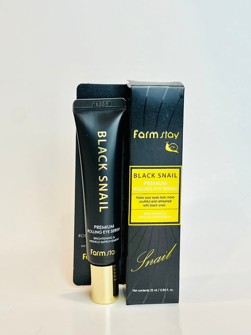 Farm Stay - Black Snail Premium Rolling Eye Serum - Lăn Mắt Ốc Sên Đen Đánh Tan Bọng Mắt, Nếp Nhăn Và Thâm Vùng Mắt Farmstay 25ml